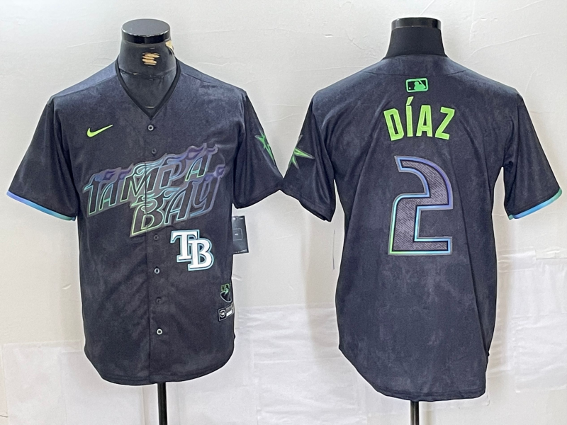 Men Tampa Bay Rays #2 Yandy Diaz Nike MLB Limited City Connect Black 2024 Jersey style 2